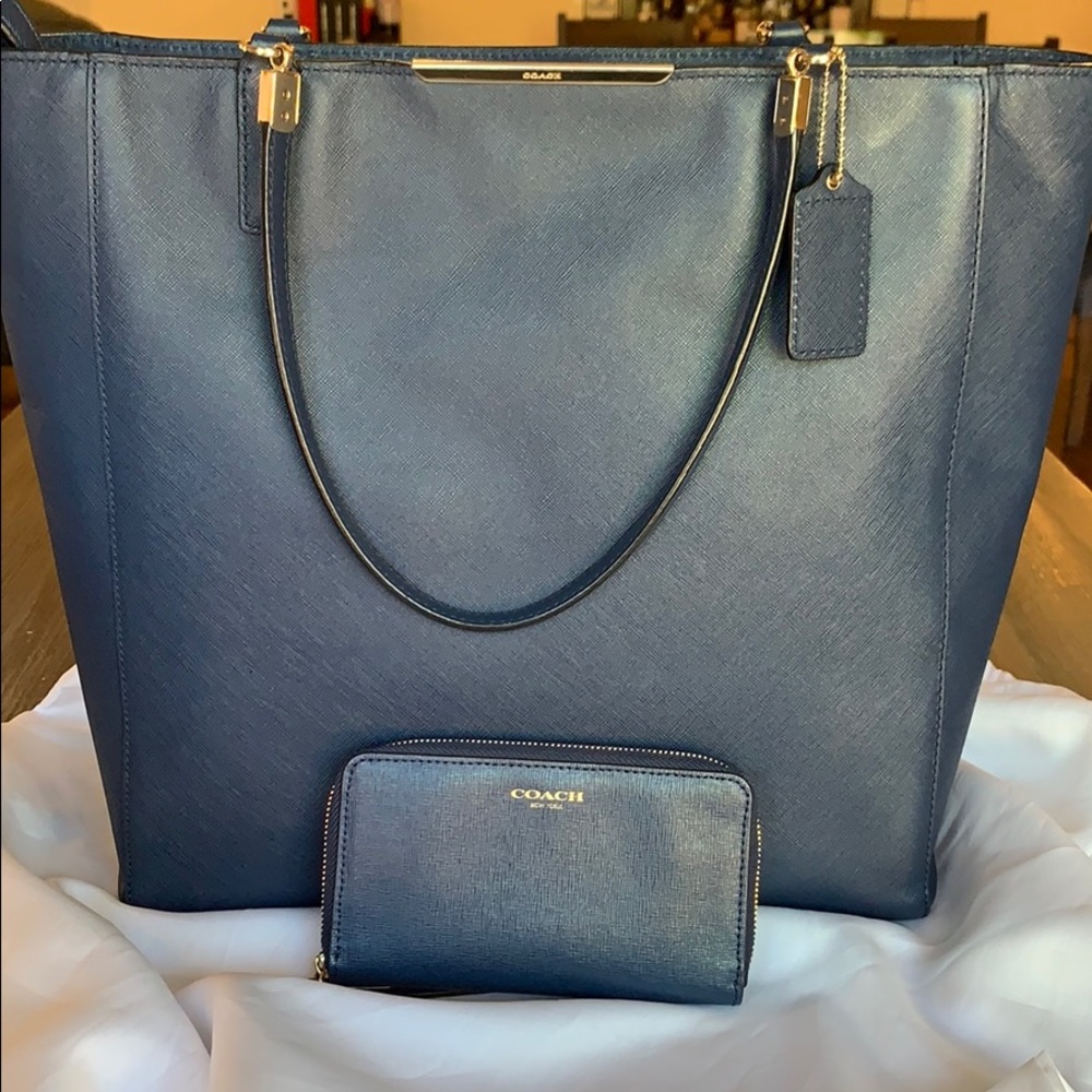 Coach Madison North/South Tote and matching wallet